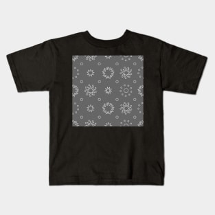 Suns and Dots White Lines on Grey Repeat 5748 Kids T-Shirt